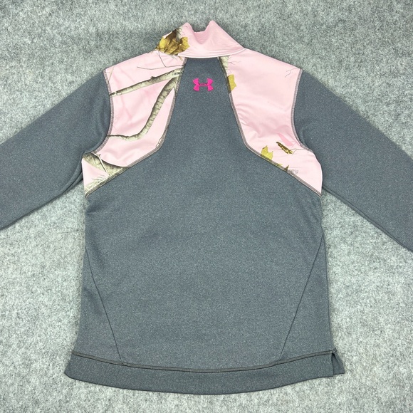 Under Armour Sweater‎ Womens Small Gray Power In Pink Camo Half Zip Pullover - Picture 8 of 16